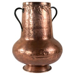 Large 18th Century French Hand-Hammered Copper Vessel with Grapes, Grape Leaves