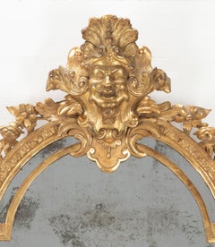 Large 18th Century French Important Regence Giltwood Mirror
