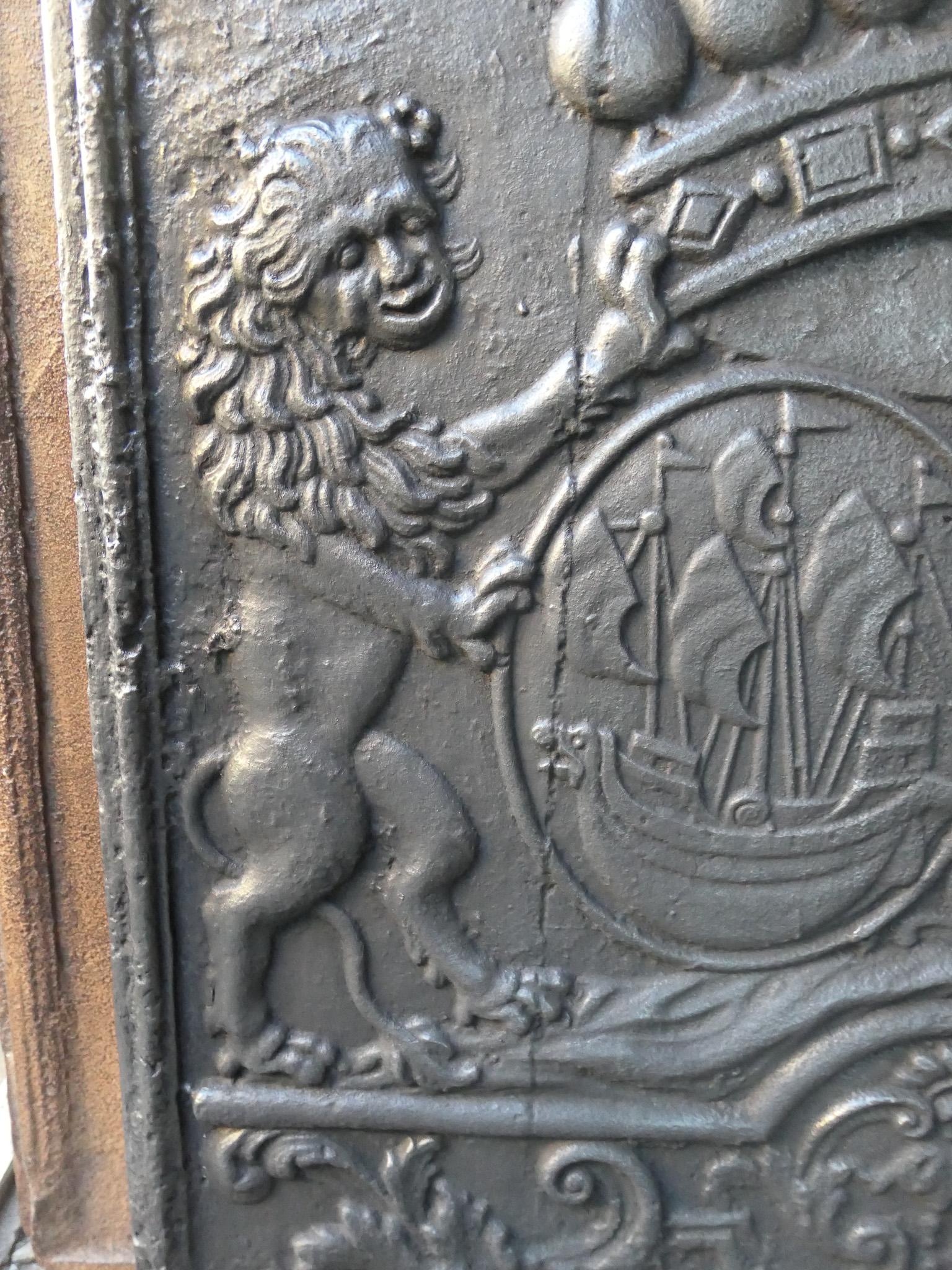 Large 18th Century French Louis XIV 'Coat of Arms' Fireback / Backsplash For Sale 10