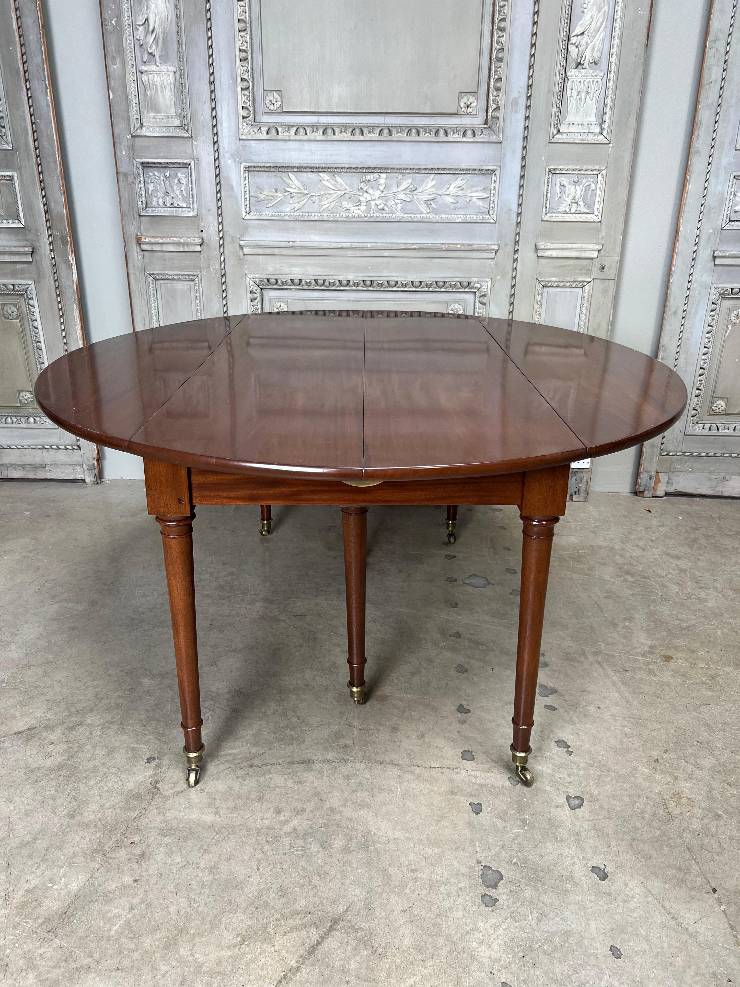 Large 18th Century French Louis XVI Mahogany Dining Table.  2