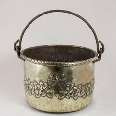 Large 18th Century French Louis XVI Period Brass Repousse Cauldron or Cachepot