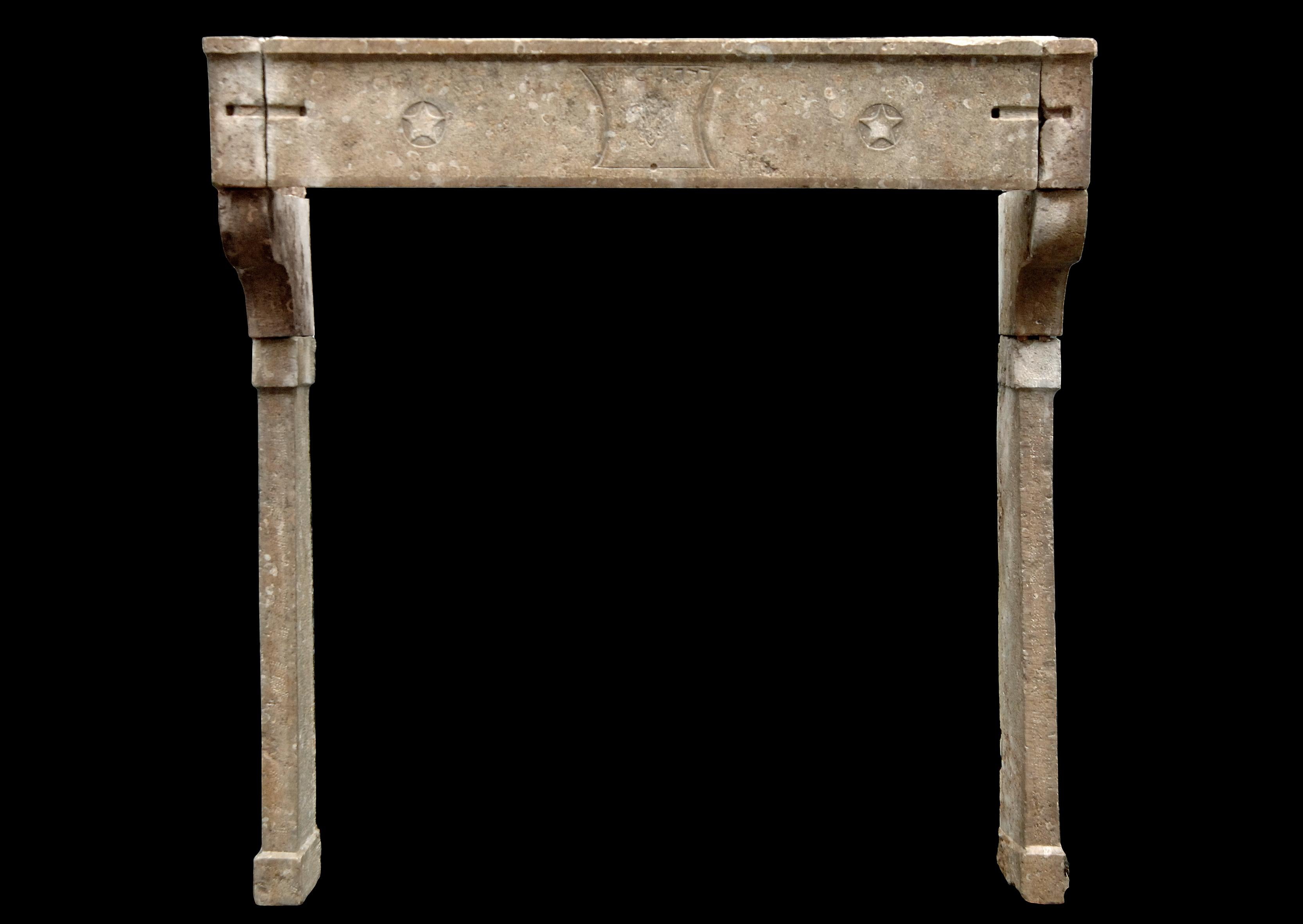 18th Century and Earlier Large 18th Century French Louis XVI Stone Fireplace For Sale