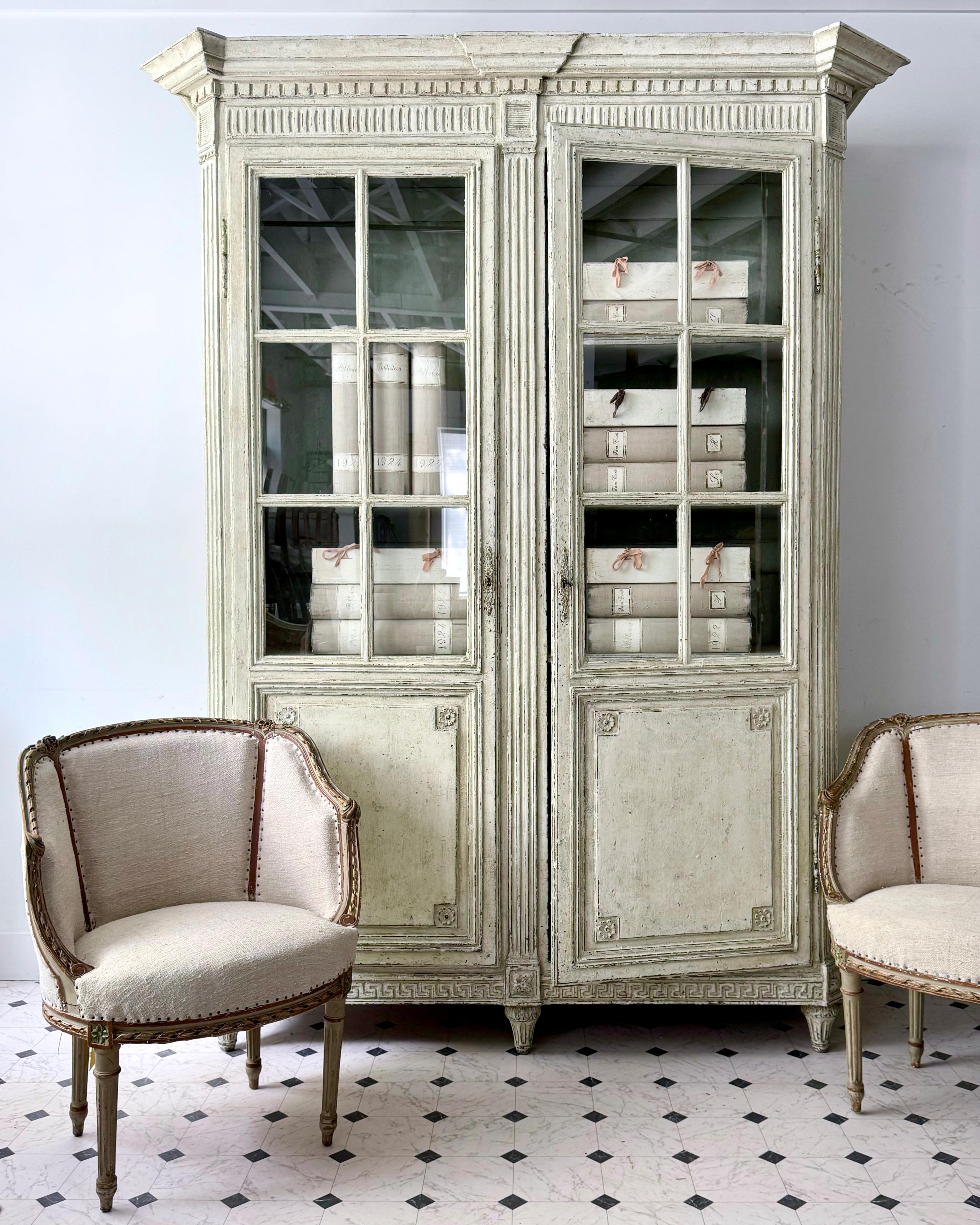 19th Century Large 18th Century French Louis XVI Style Painted Bookcase