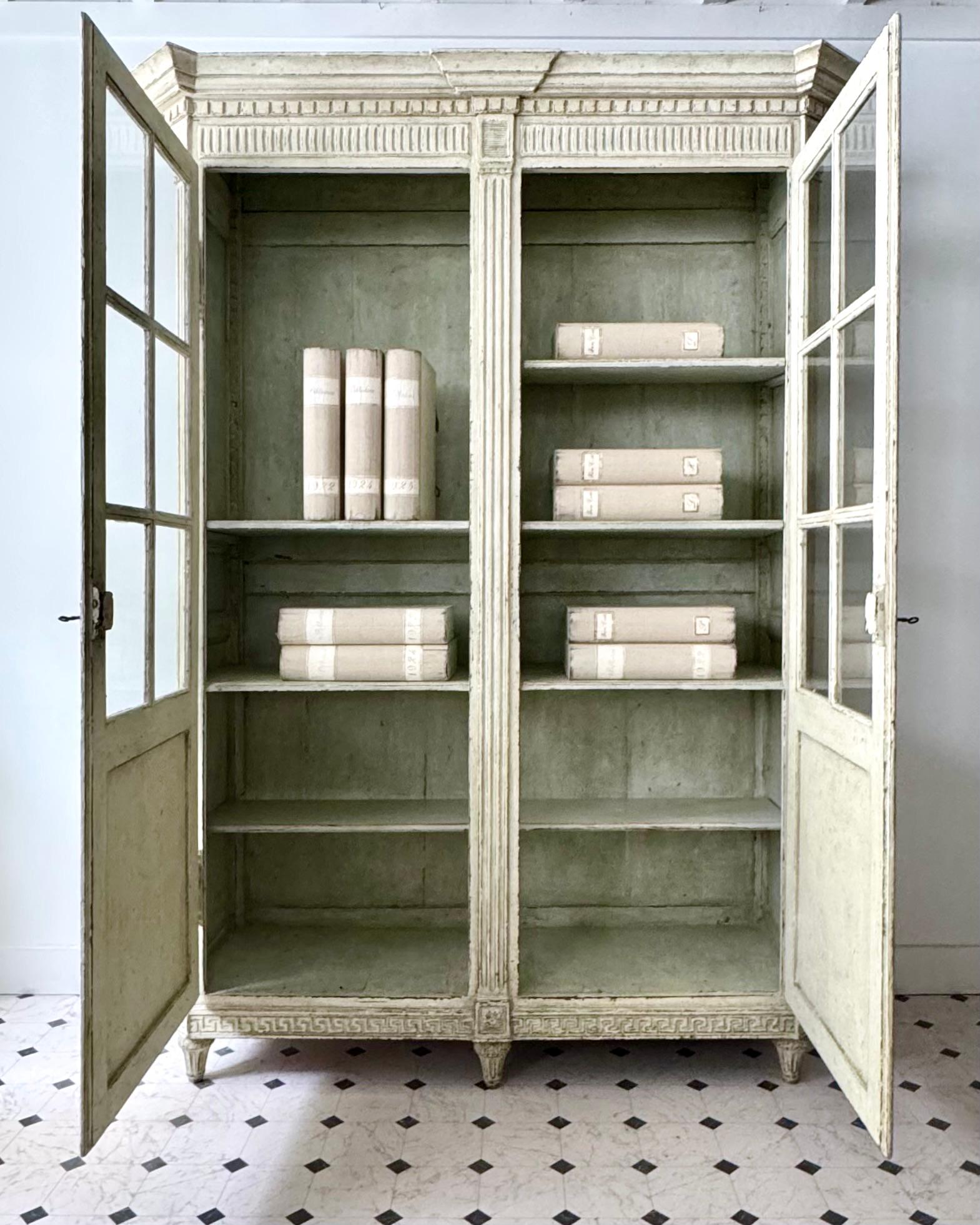 Bronze Large 18th Century French Louis XVI Style Painted Bookcase
