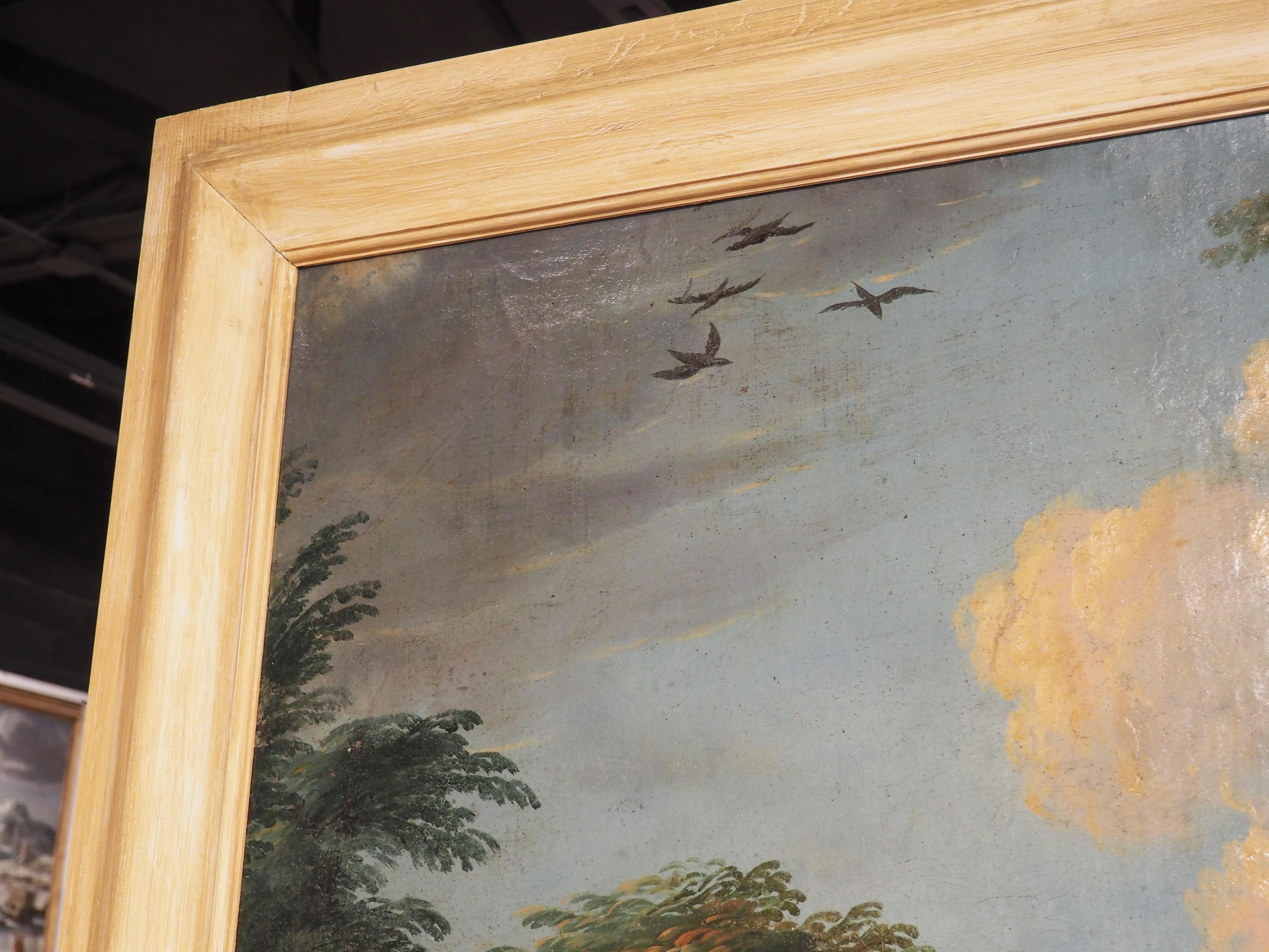 Grande peinture à l'huile sur toile française du 18ème siècle représentant une scène de chasse en vente 1