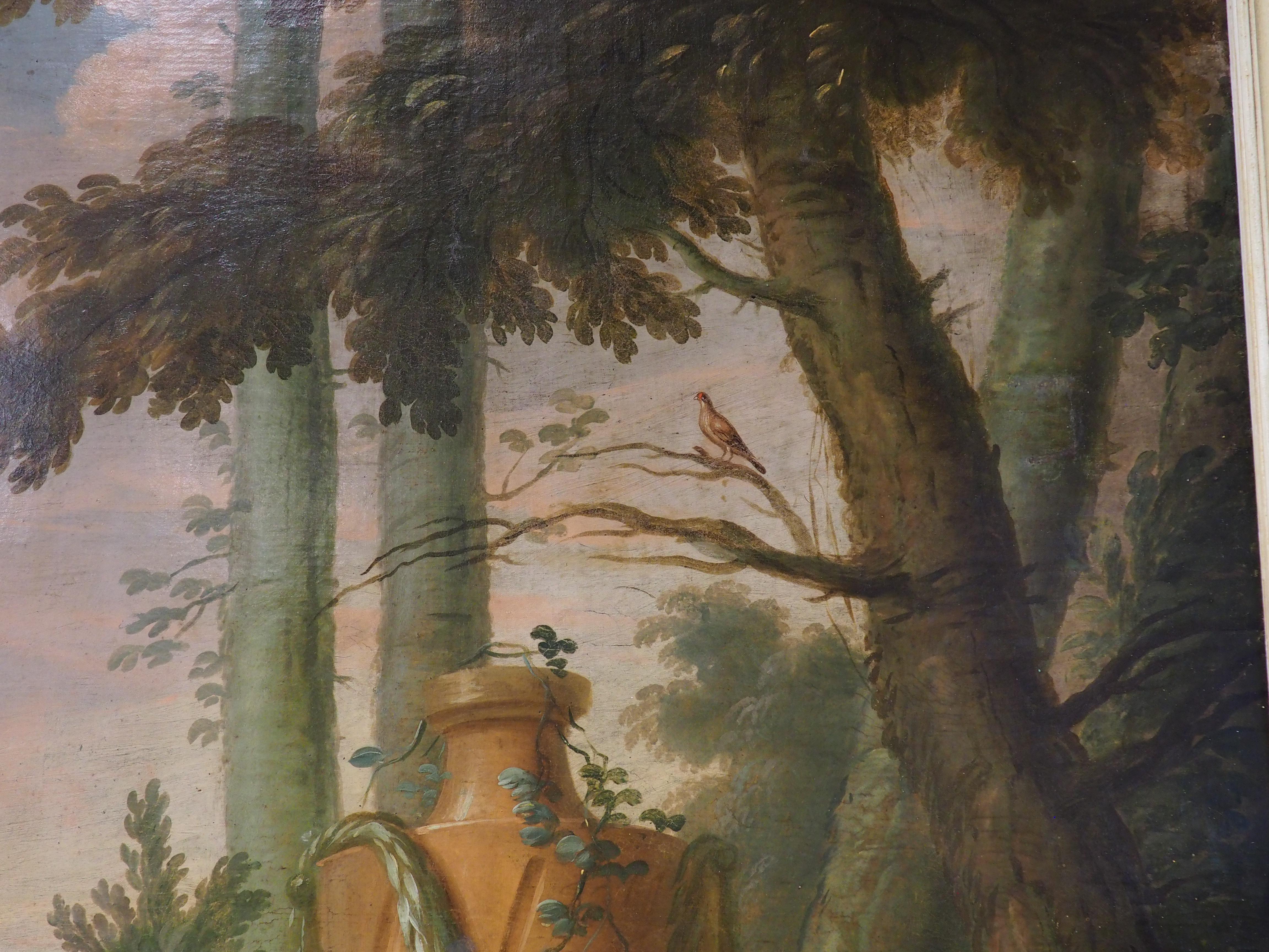 Grande peinture à l'huile sur toile française du 18ème siècle représentant une scène de chasse en vente 4