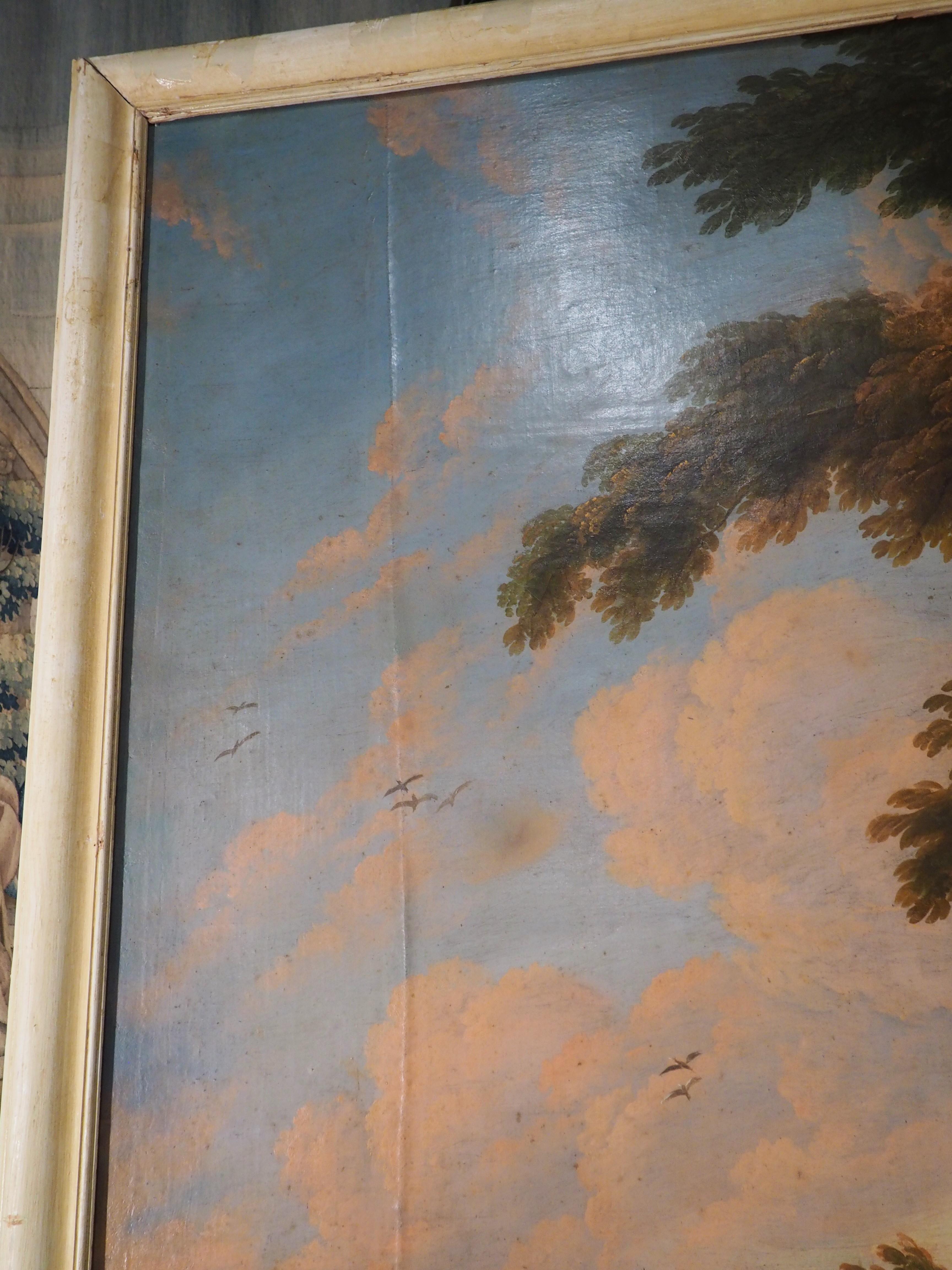 Grande peinture à l'huile sur toile française du 18ème siècle représentant une scène de chasse en vente 11