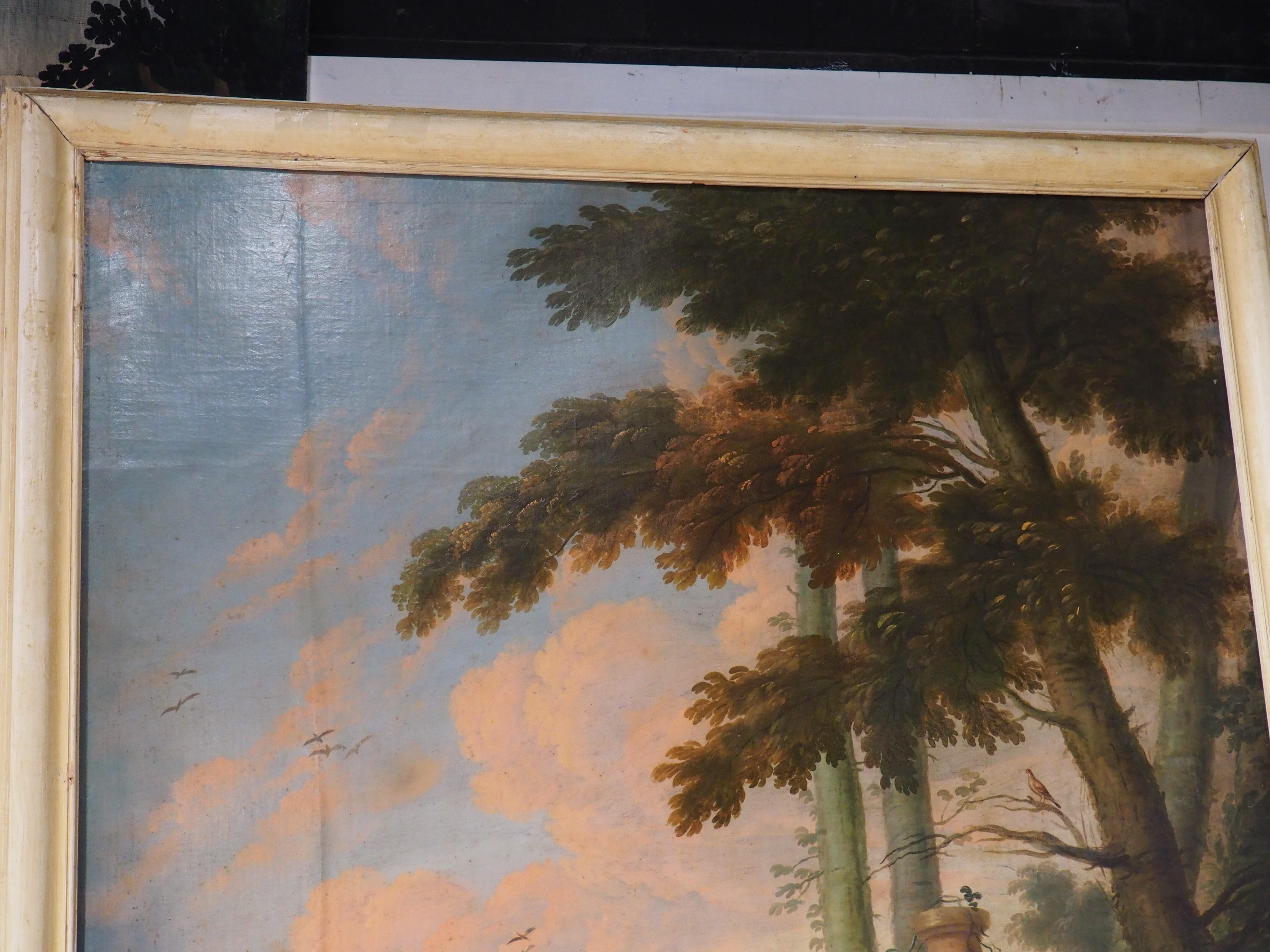 Large 18th Century French Oil on Canvas Painting Depicting a Hunt Scene In Good Condition For Sale In Dallas, TX