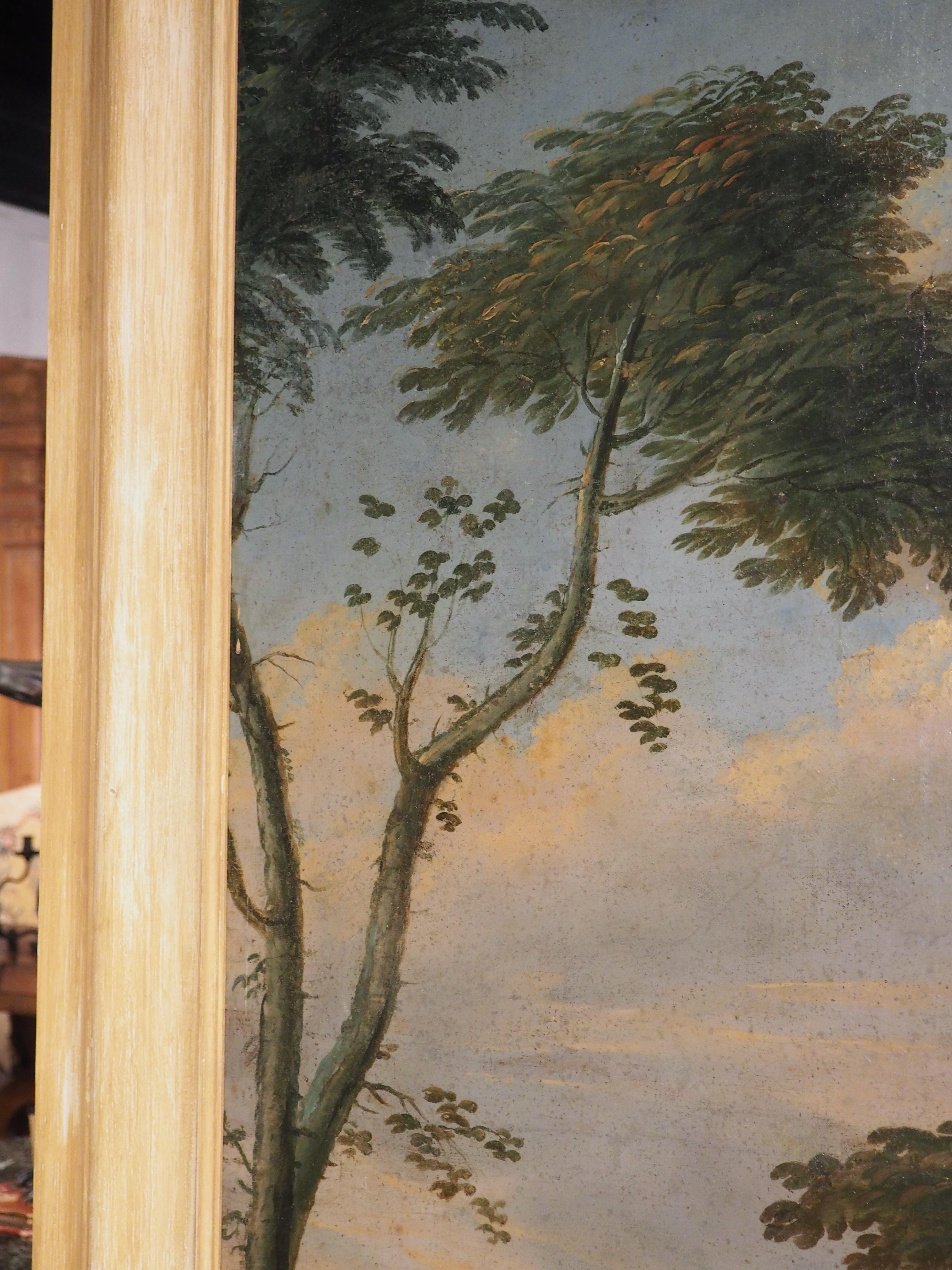 Toile Grande peinture à l'huile sur toile française du 18ème siècle représentant une scène de chasse en vente