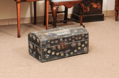Large 18th Century French Painted Wood Marriage Box, Normandy