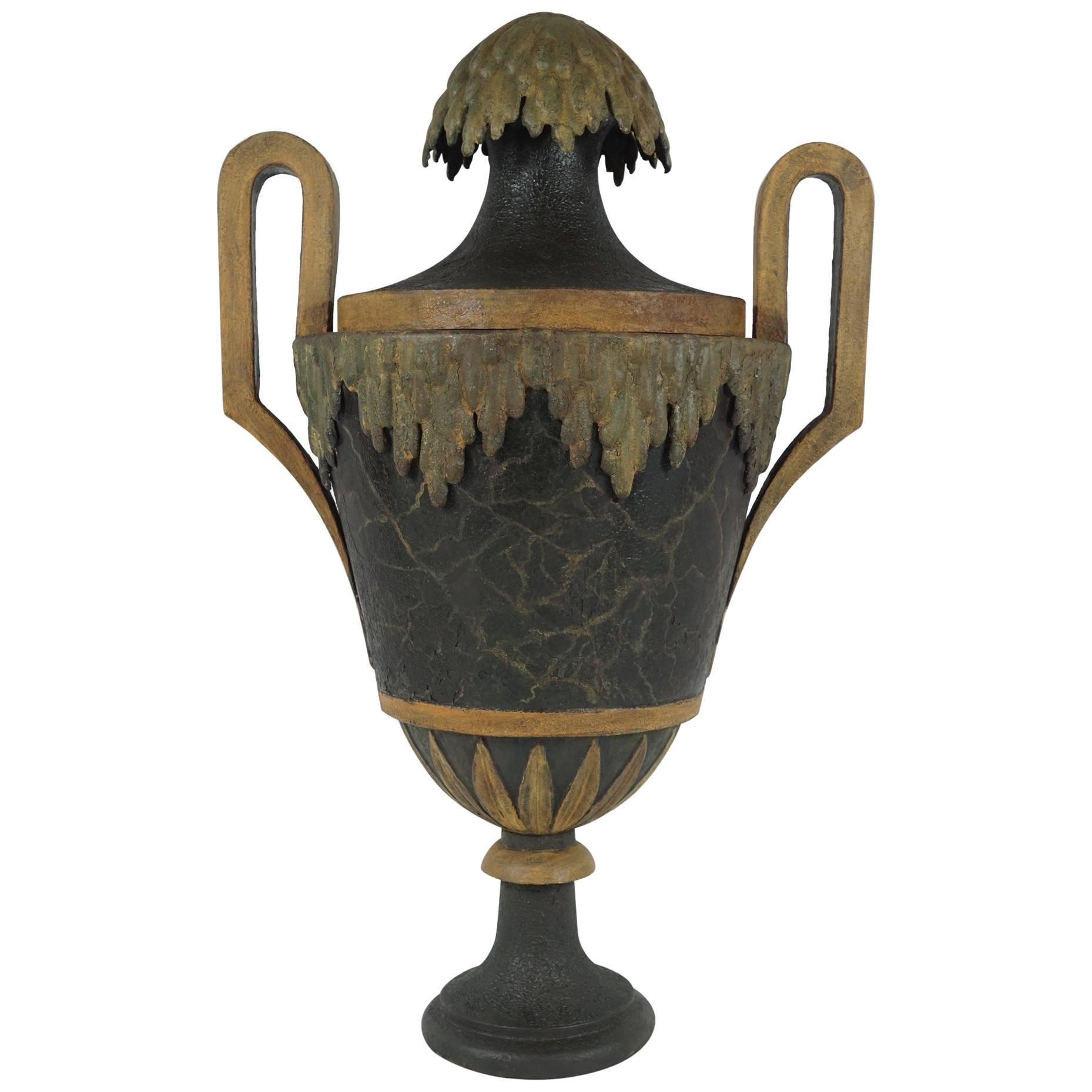 Large 18th Century French Tole Urn For Sale