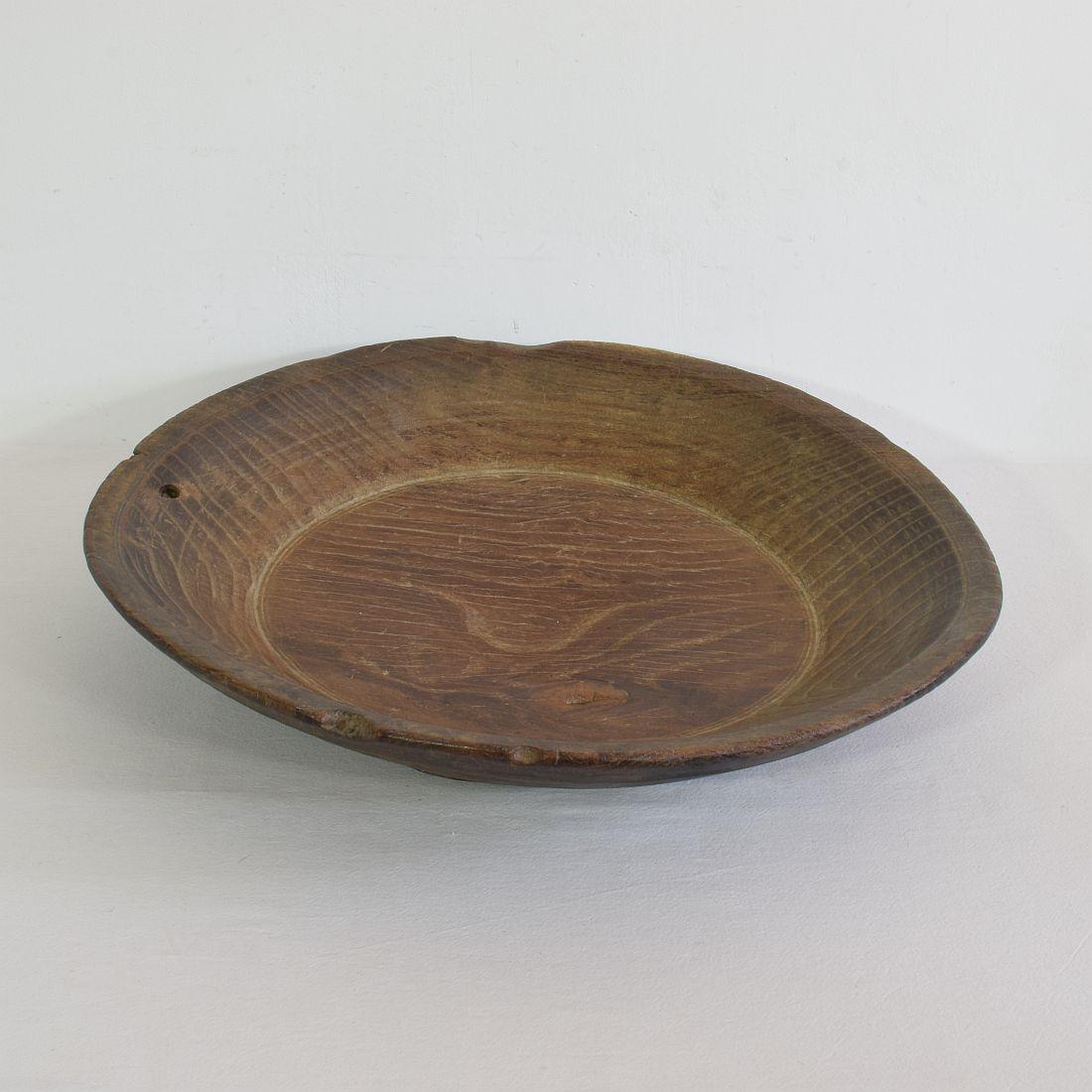 Hand-Carved Large 18th Century French Wooden Bowl