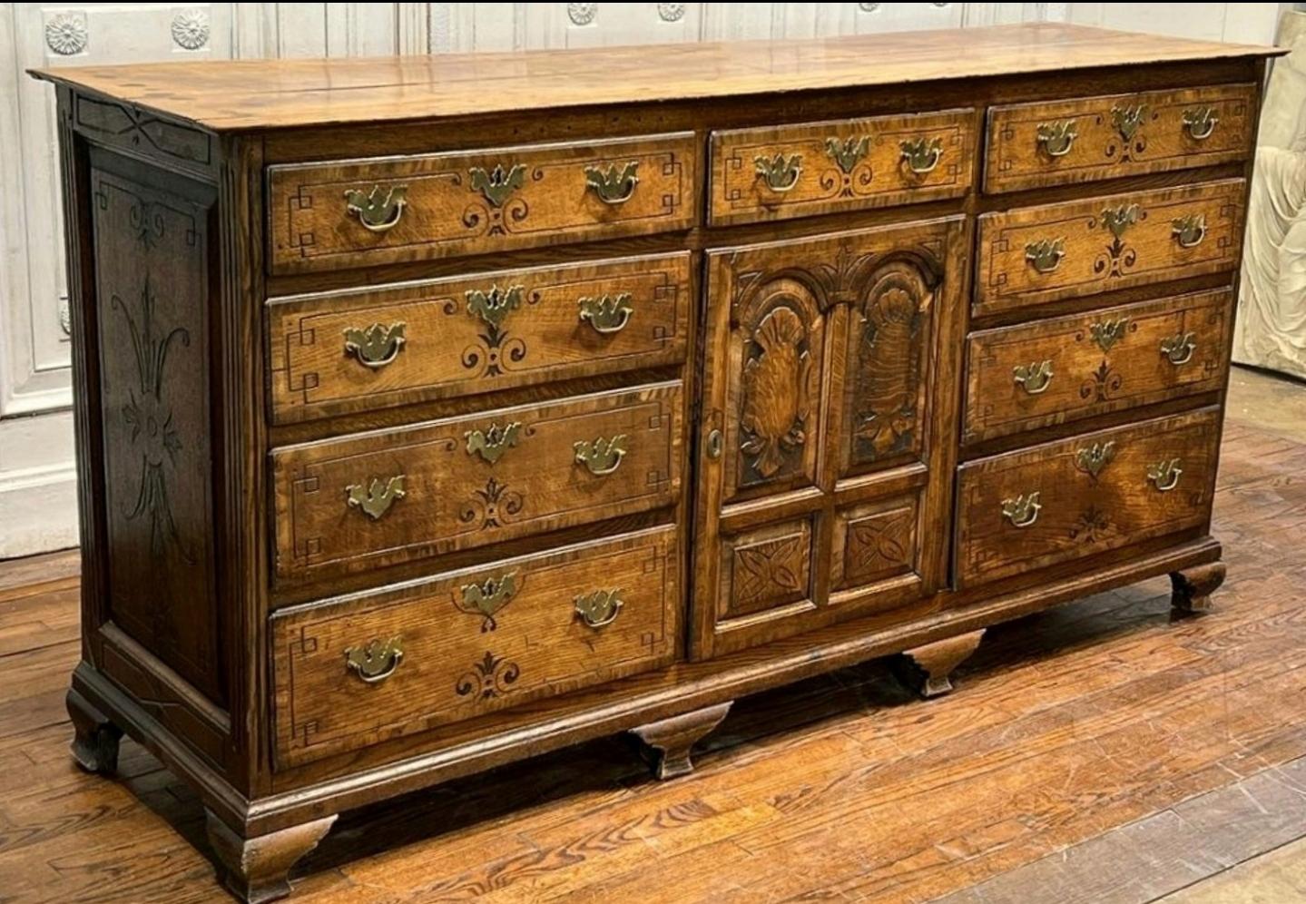 Large 18th Century George III Period English Oak Welsh Dresser Cabinet 11