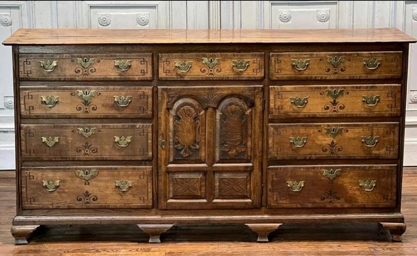 Large 18th Century George III Period English Oak Welsh Dresser Cabinet 12