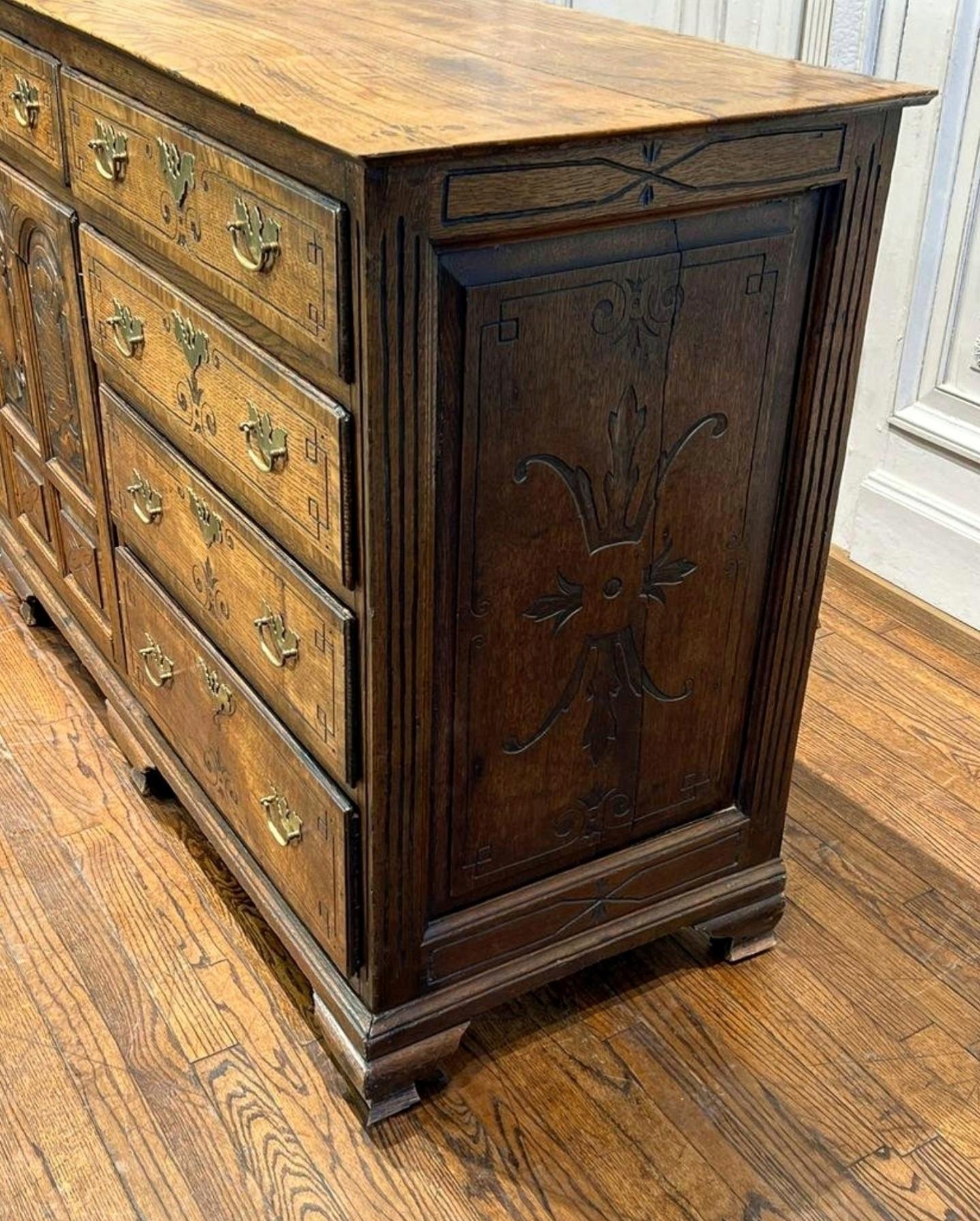 Large 18th Century George III Period English Oak Welsh Dresser Cabinet 2