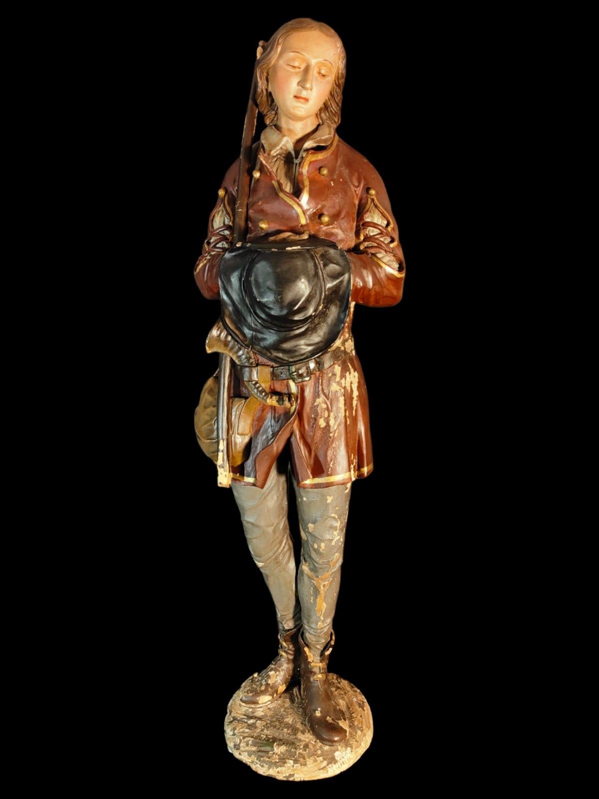 Large 18th century German sculpture solid wooden sculpture representing a shepherd. German work from the 18th century. Measure: height 114cm.
Good condition.