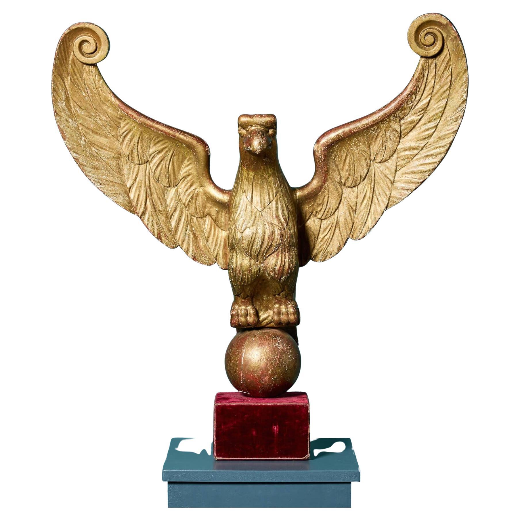 Large 18th Century Gilt Wood Eagle For Sale