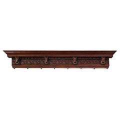 Large 18th Century Gothic solid oak hand carved coat rack, France