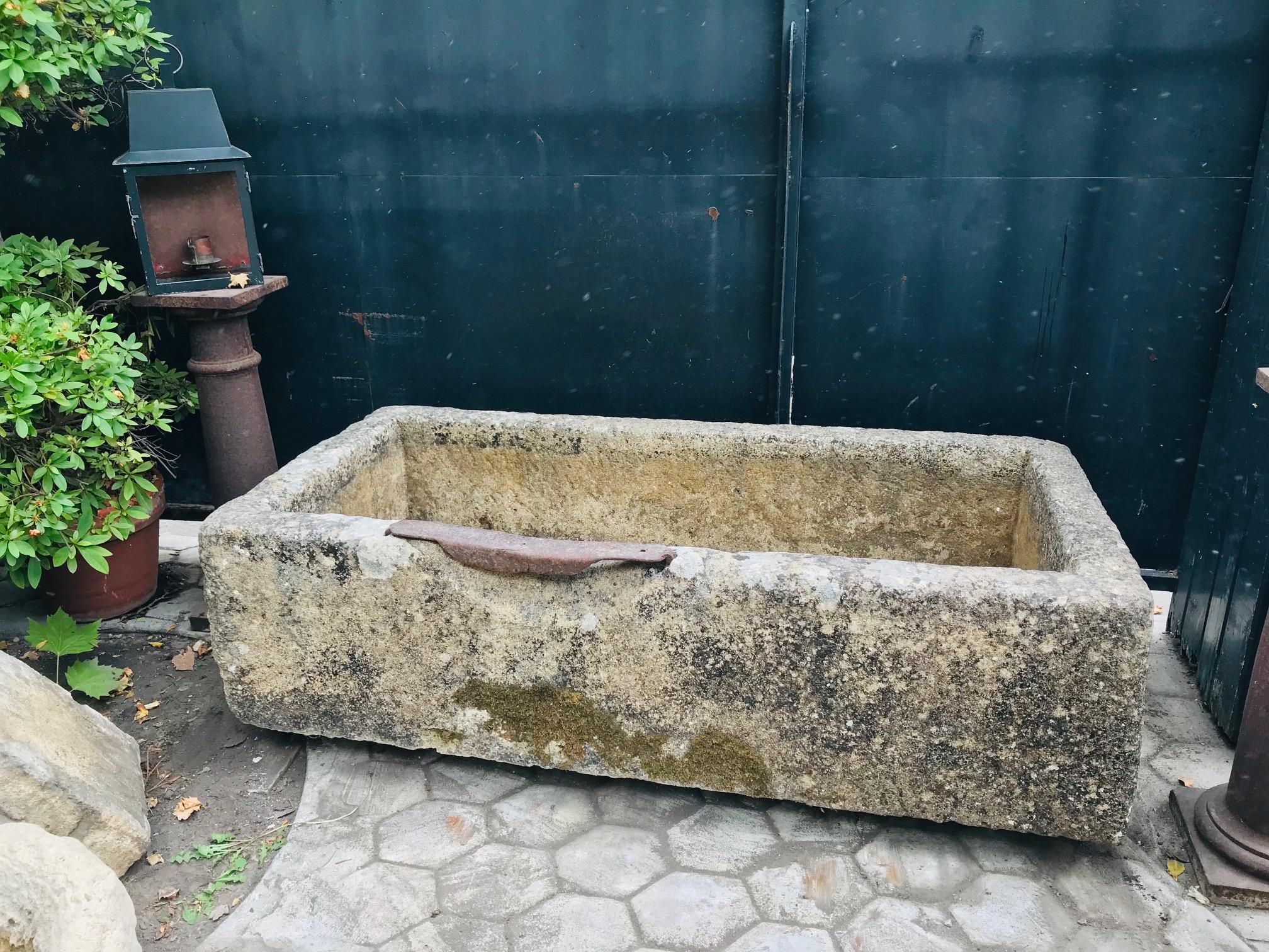 Große 18. Jahrhundert Hand geschnitzt Stein Trog Brunnen Becken Pflanzer Container LA 5