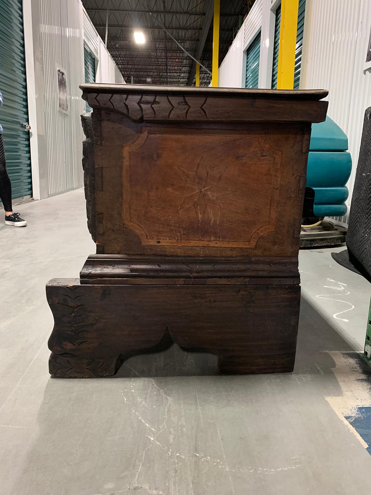 Large 18th Century Italian Carved Coffer Trunk 1