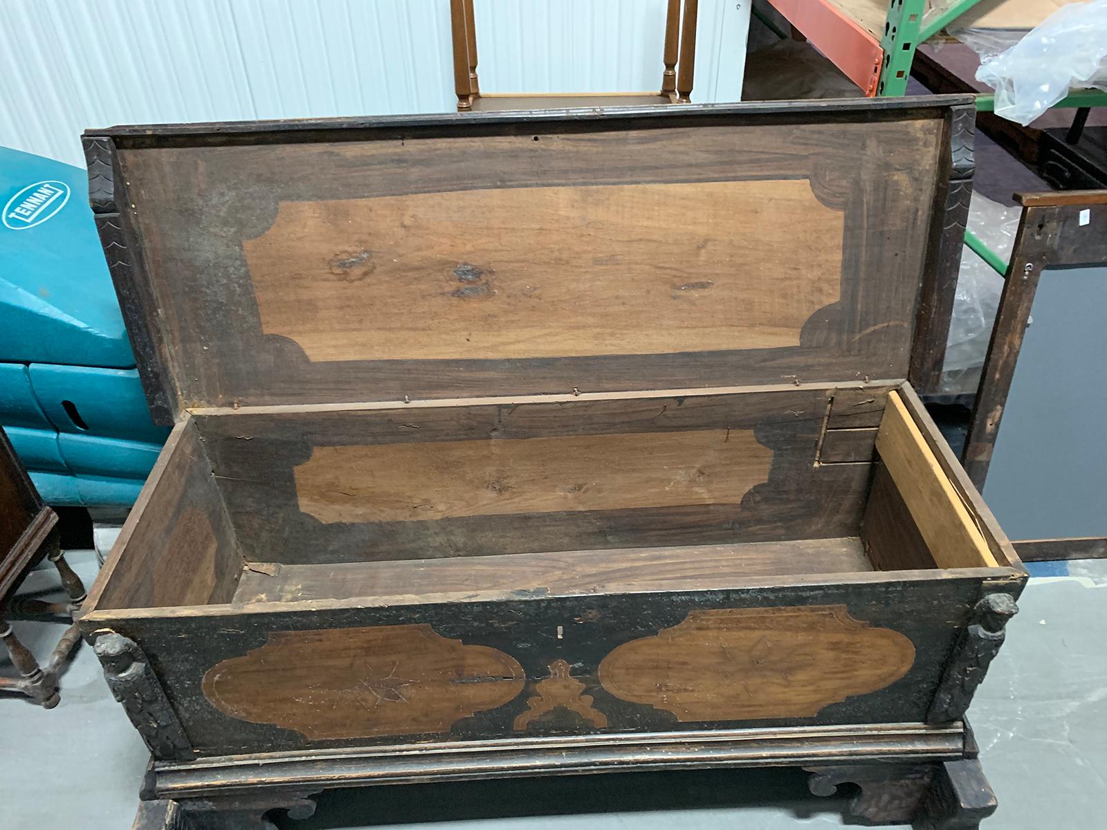 Large 18th Century Italian Carved Coffer Trunk 3