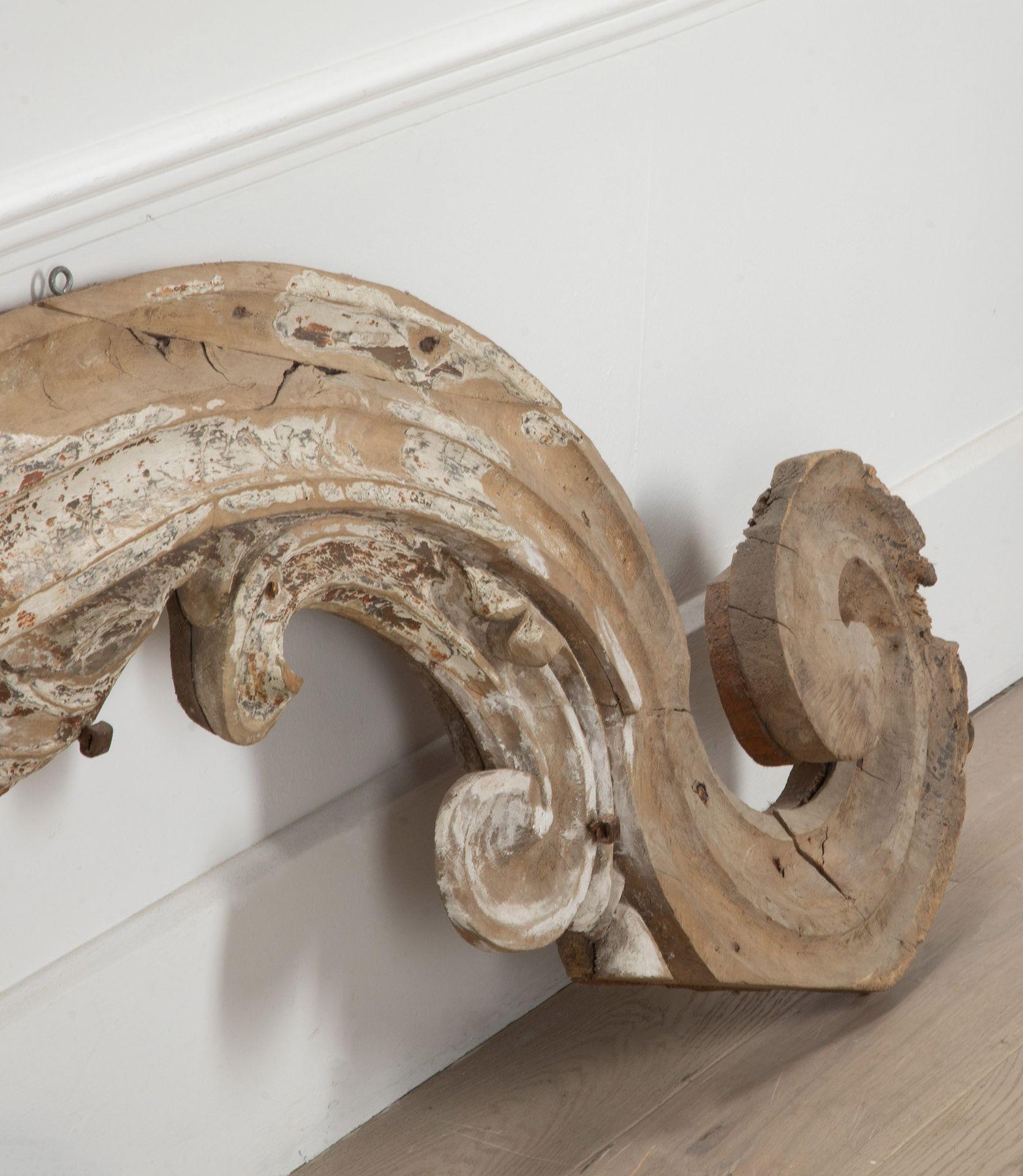 Large 18th Century Italian carved feather fragment in two pieces.
Circa 1750.