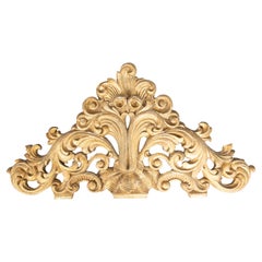 18th C. Italian Carved Giltwood Pediment Architectural Fragment Wall Hanging