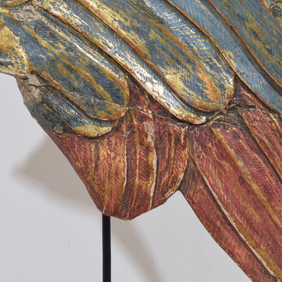 Großer italienischer geschnitzter Holzflügel eines Barockengels aus dem 18. im Angebot 5