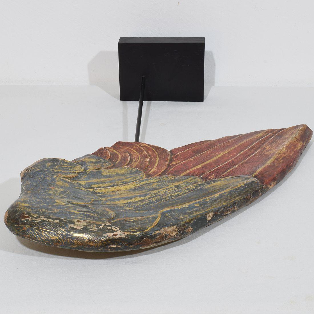 Gran ala de madera tallada italiana del siglo XVIII de un ángel barroco en venta 5