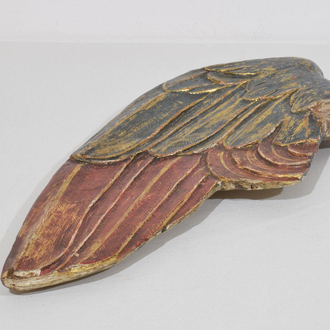 Gran ala de madera tallada italiana del siglo XVIII de un ángel barroco en venta 6