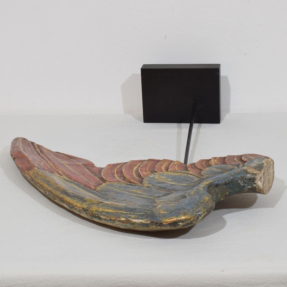 Gran ala de madera tallada italiana del siglo XVIII de un ángel barroco en venta 6