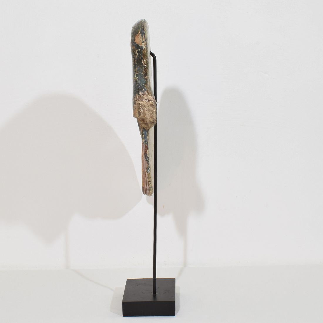 Gran ala de madera tallada italiana del siglo XVIII de un ángel barroco en Bastante bueno estado para la venta en Buisson, FR
