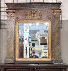 Large 18th Century Italian Faux Painted Mantel Mirror