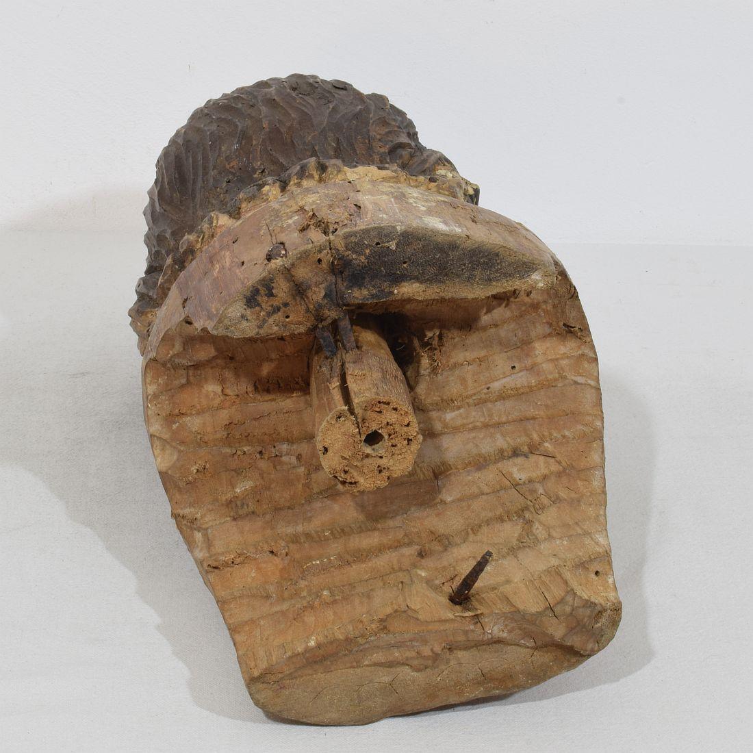 Grande tête de Christ italienne / napolitaine du 18ème siècle en bois sculpté à la main en vente 13