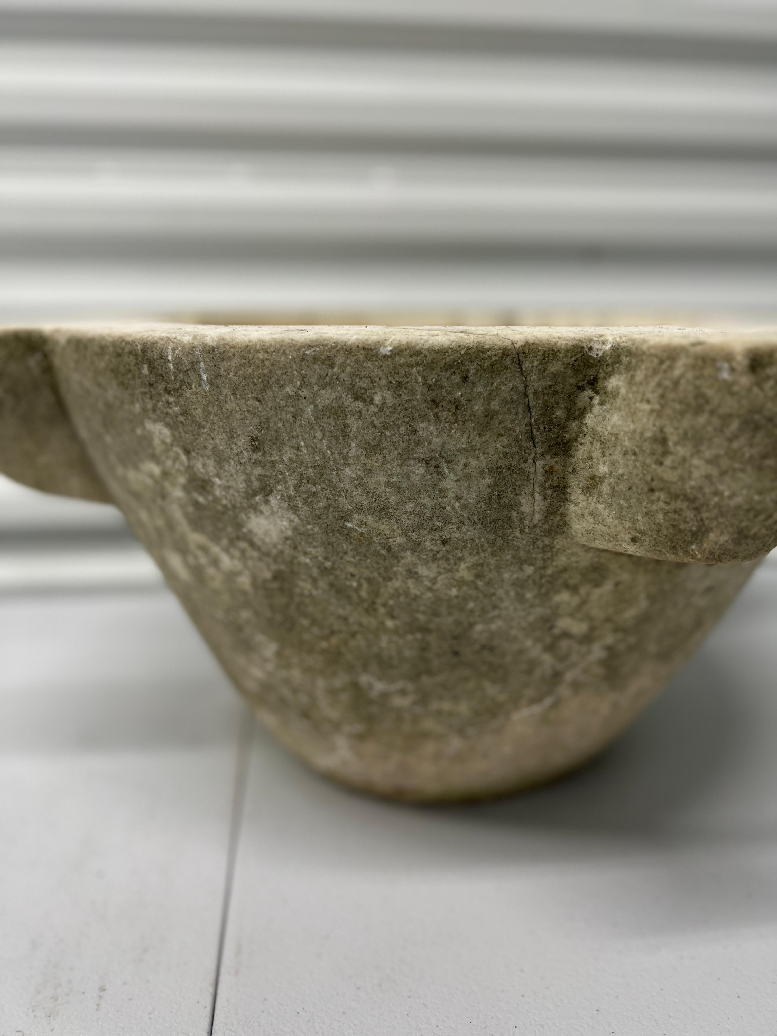 Large 18th Century, Italian or French White Marble Mortar Phenomenal Patina For Sale 1