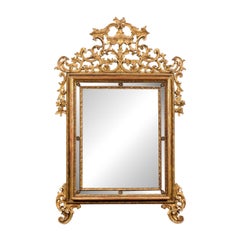 Großer italienischer Rokoko-Giltwood-Spiegel mit Pagodenaufsatz aus dem 18.