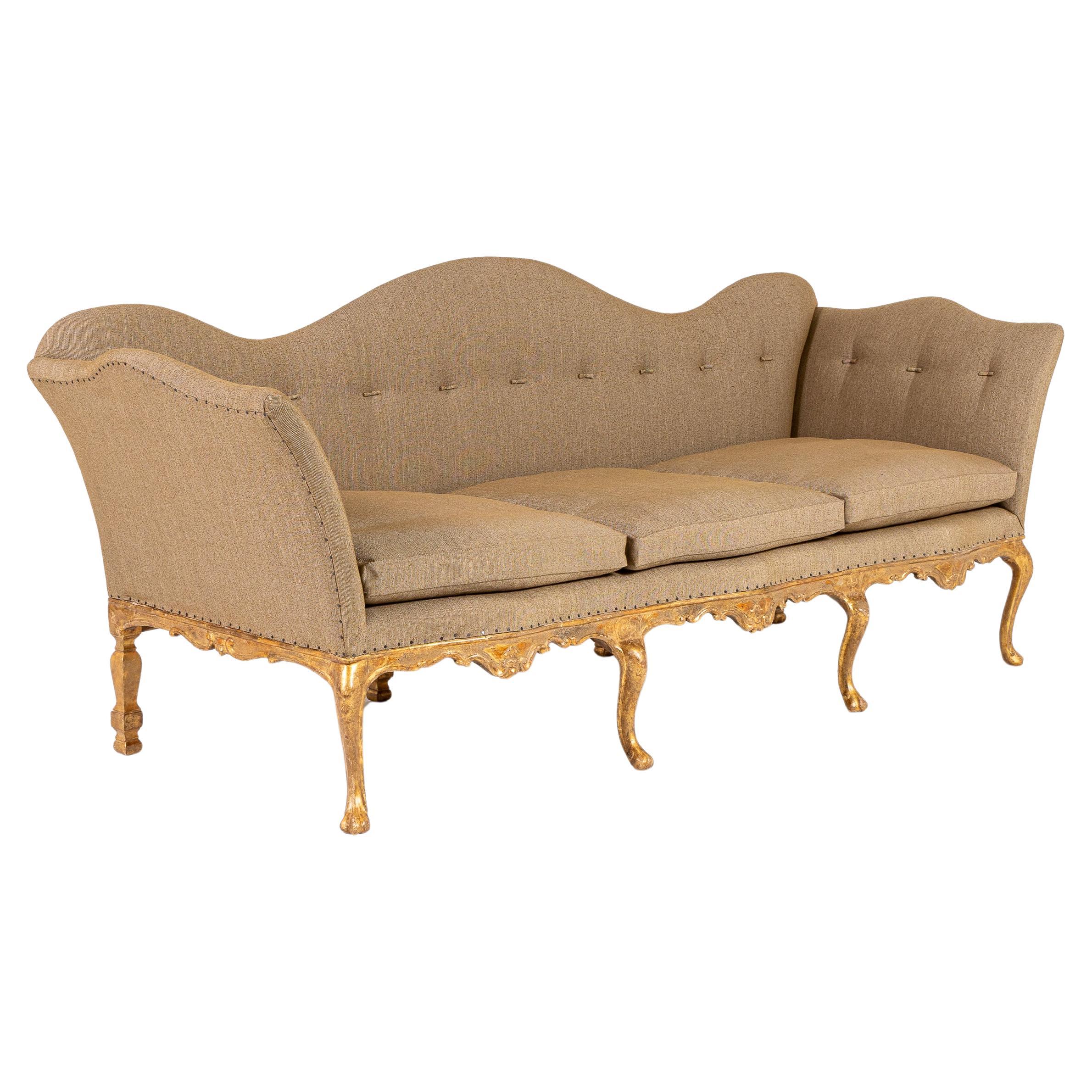 Large 18th Century Italian Rococo Giltwood Sofa