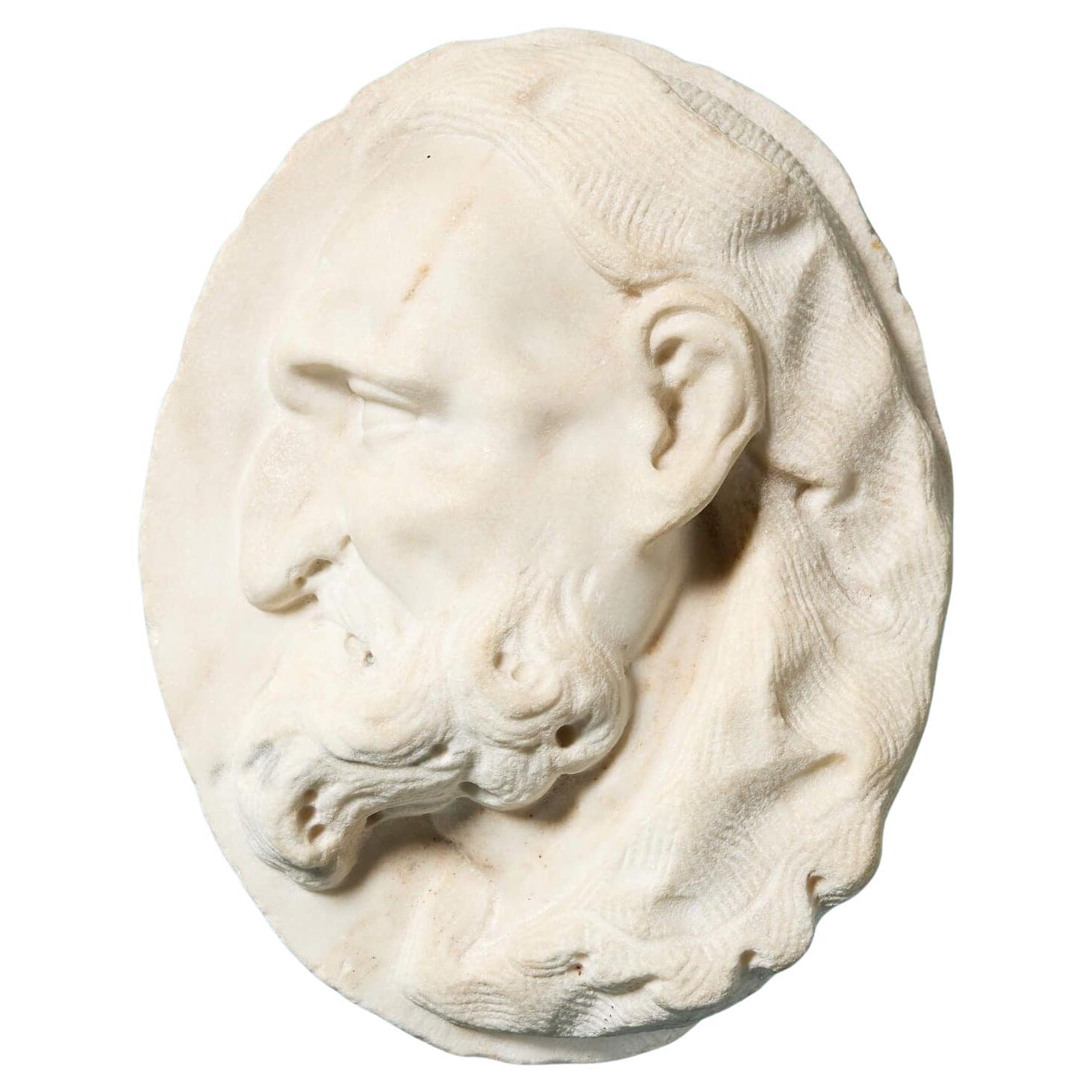 Large 18th Century Italian Statuary Marble Portrait Medallion