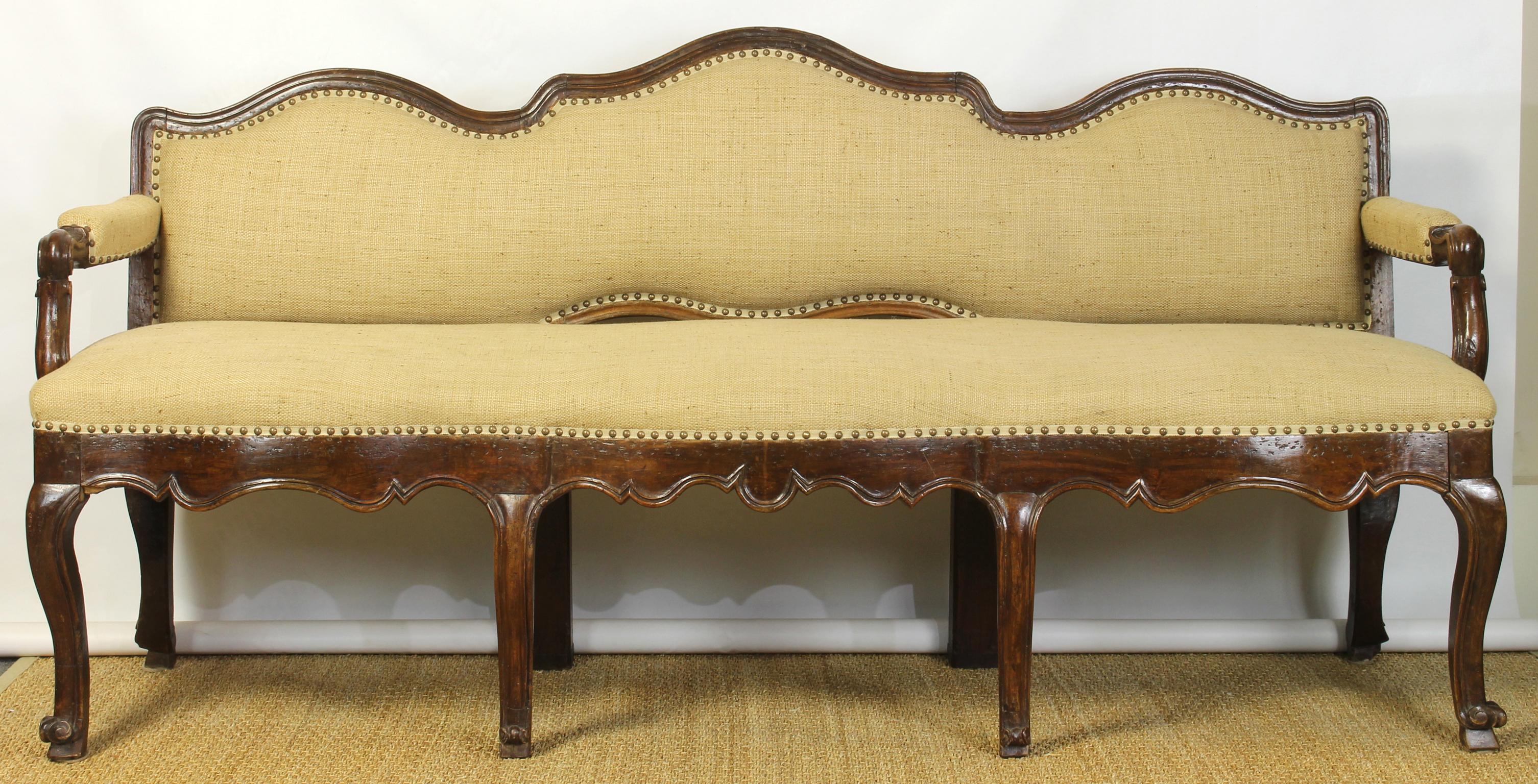 Large 18th Century Italian Upholstered Bench 10