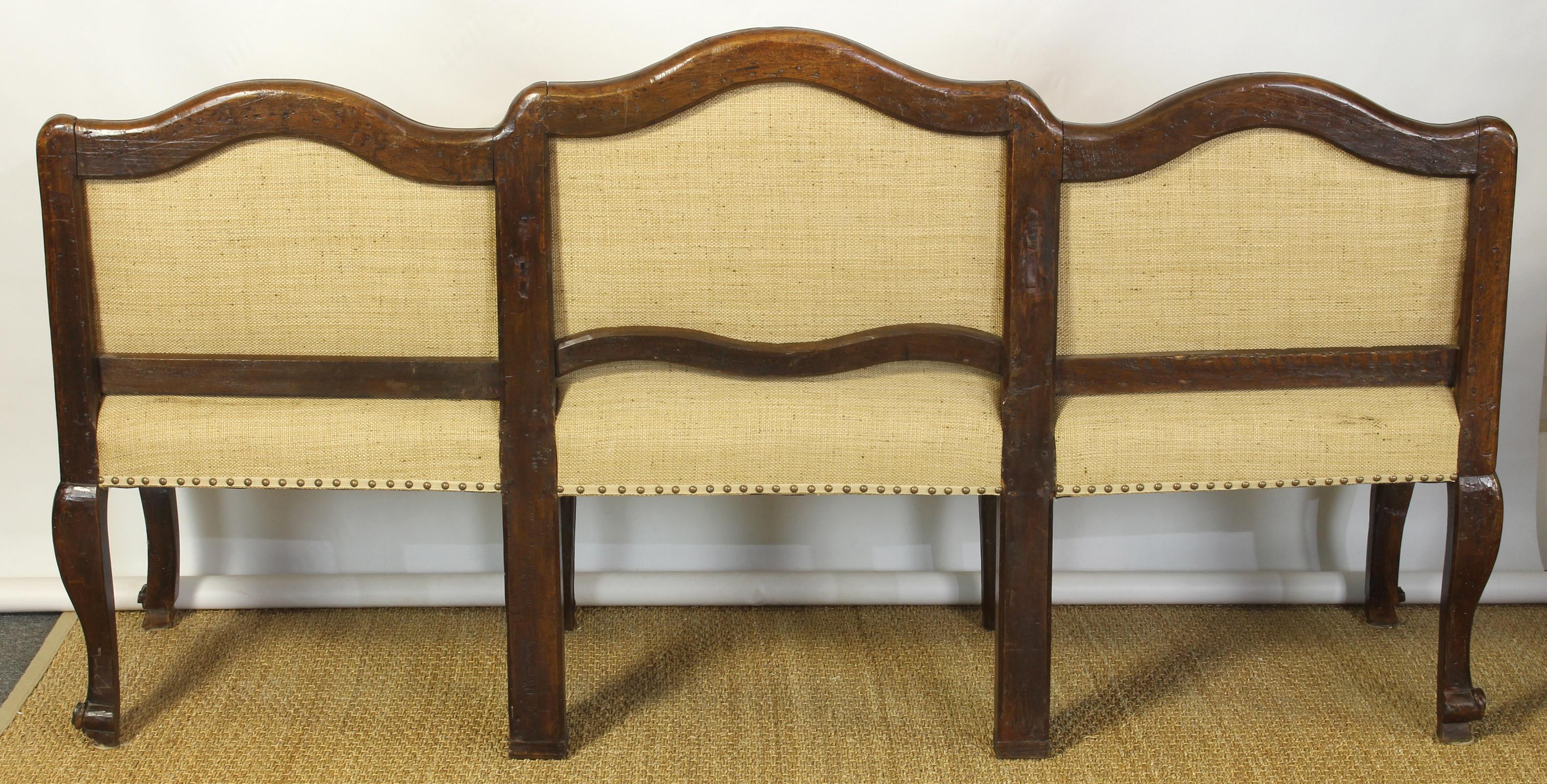 Large 18th Century Italian Upholstered Bench 2
