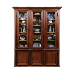 Large 18th Century Italian Walnut Bookcase with Mesh Doors