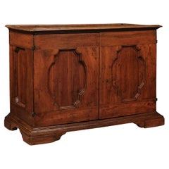 Large 18th Century Italian Walnut Credenza with Hinged Top, 2 Paneled Doors