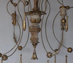Large 18th Century Italian Wood Candlestick Chandelier
