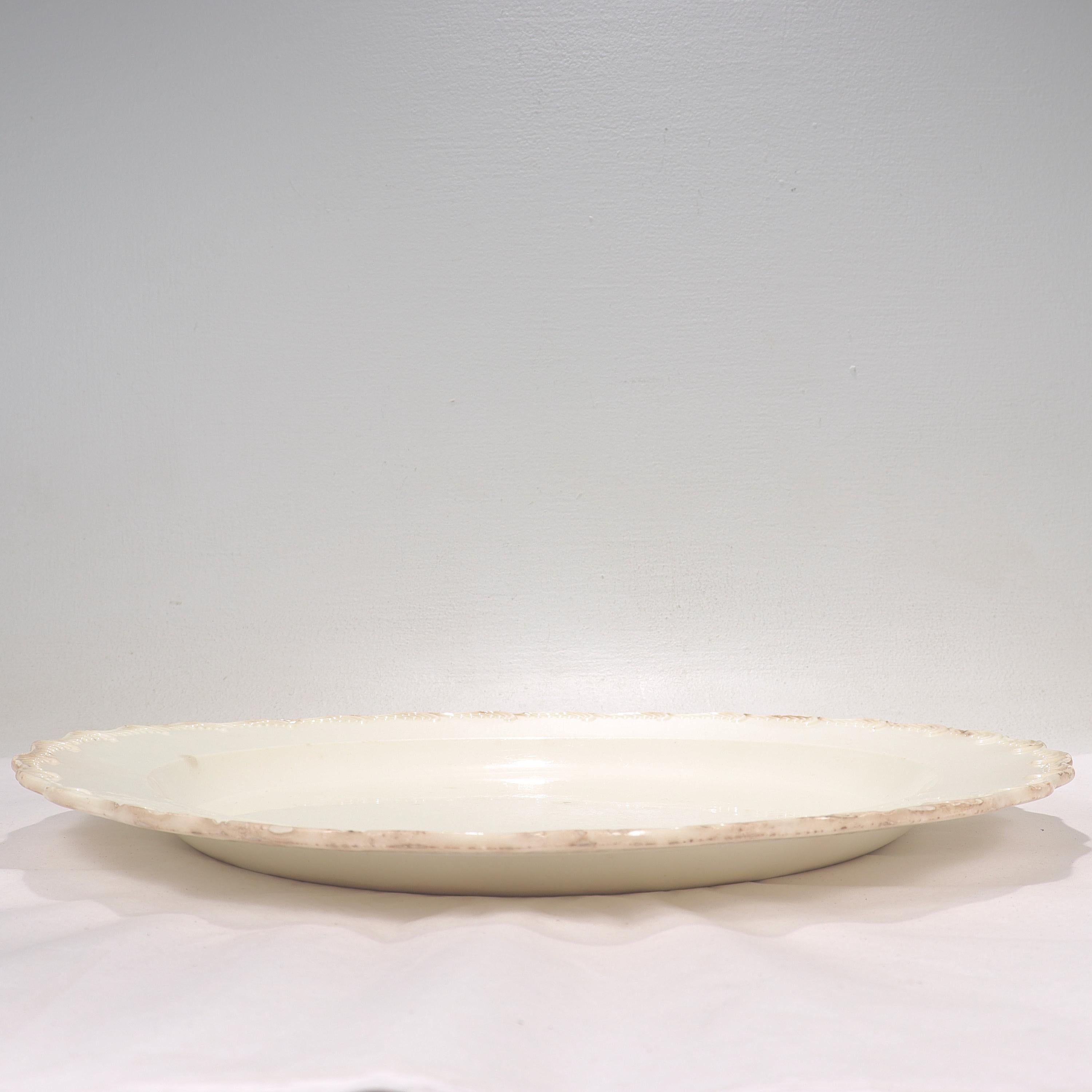 18th Century and Earlier Large 18th Century Leeds/Staffordshire English Creamware Charger or Wall Plate For Sale