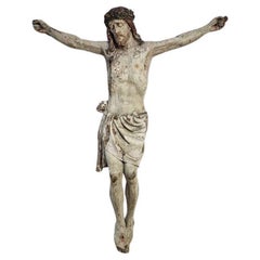 18th Century Life Size Polychrome Carved Wood Christ