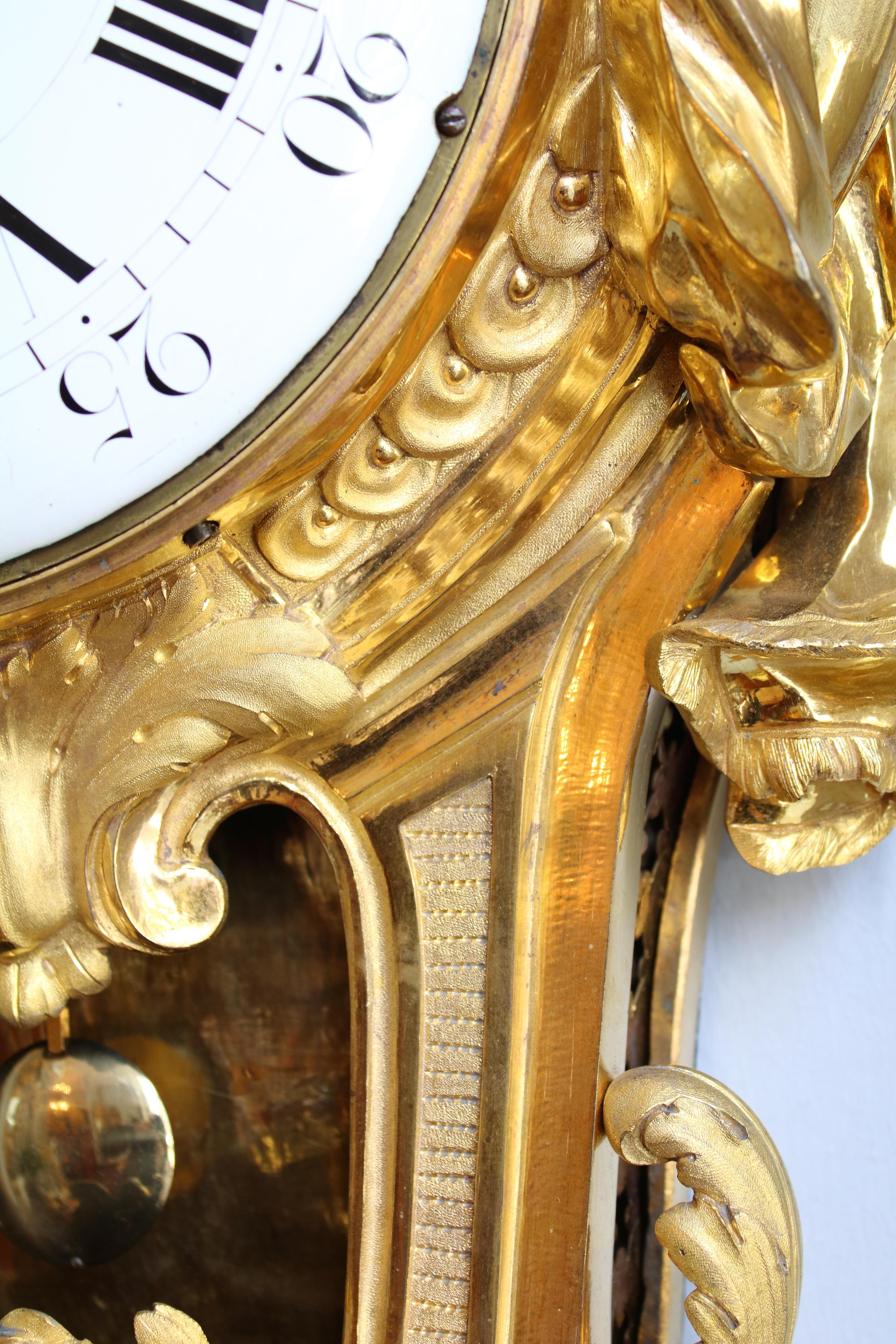 Large 18th Century Louis XVI Ormolu Female Mask Wall Clock, 
