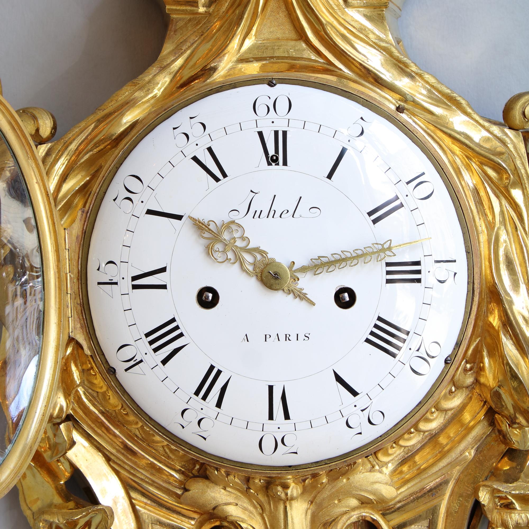Large 18th Century Louis XVI Ormolu Female Mask Wall Clock, "Juhel à Paris"  For Sale at 1stDibs