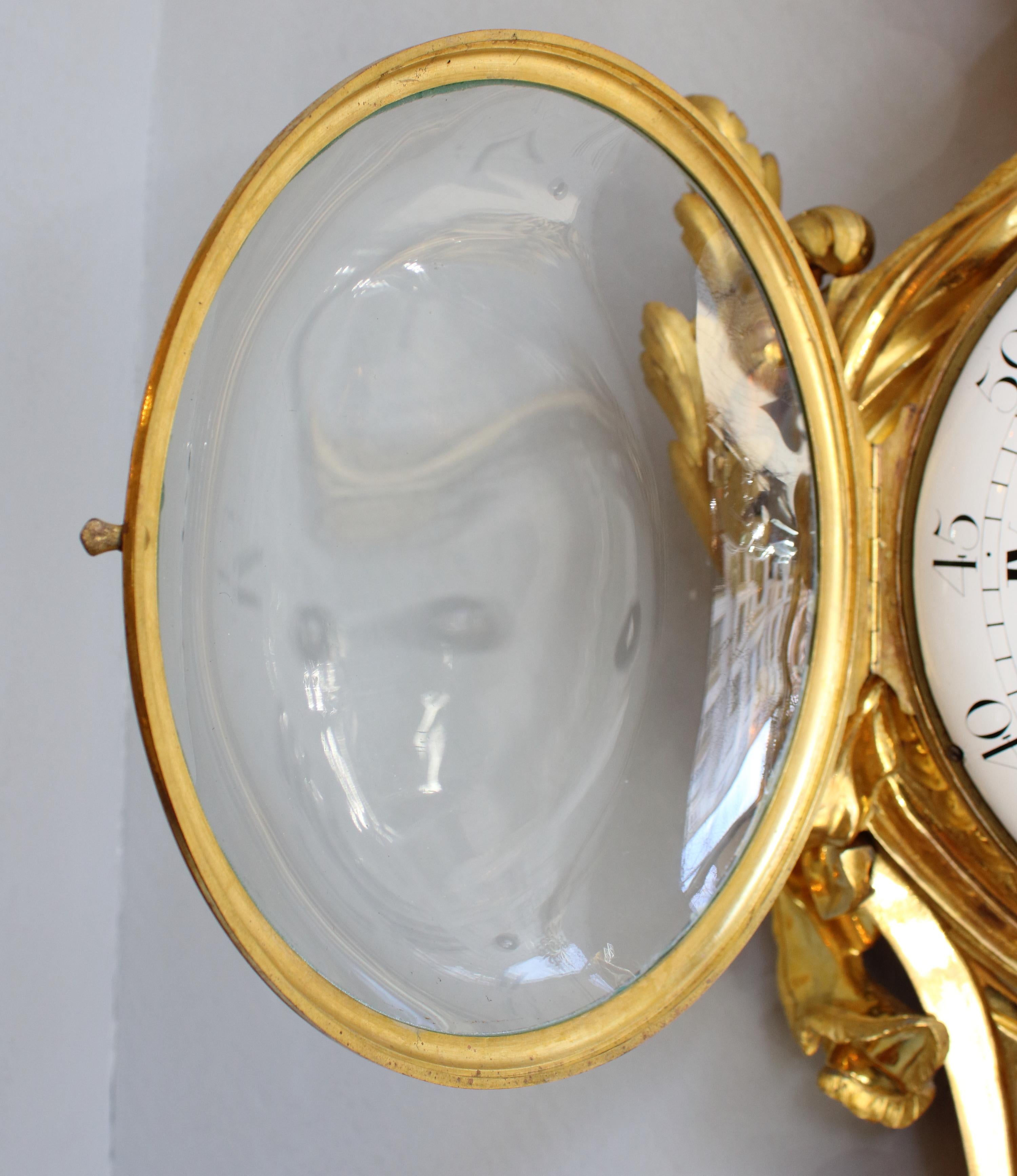Large 18th Century Louis XVI Ormolu Female Mask Wall Clock, 