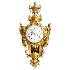 Large 18th Century Louis XVI Ormolu Female Mask Wall Clock, "Juhel à Paris"