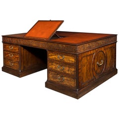 Antique Large 18th Century Mahogany Partners Desk in the Chippendale Manner